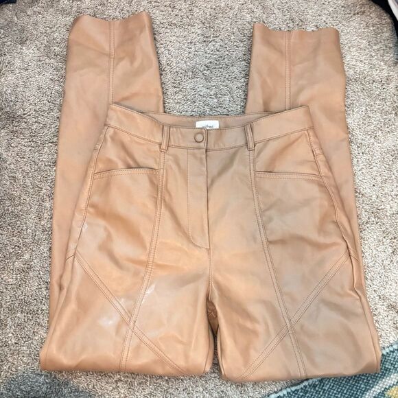 Aritzia Wilfred Rebel High Waisted Vegan Leather Pants in Camel Size 4 - Picture 2 of 5